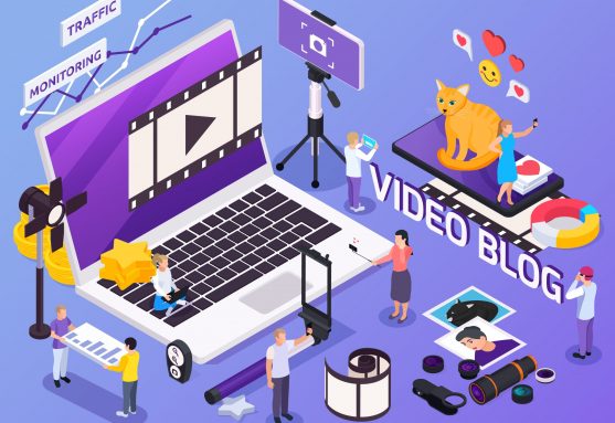 People using equipment for taking photos making videos and keeping blog isometric composition 3d vector illustration